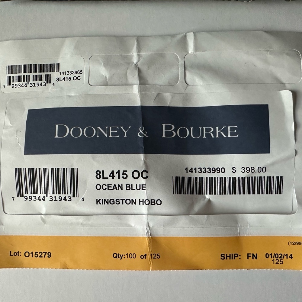 Vintage Dooney & Bourke Ocean Blue Kingston Hobo Leather Shoulder Bag - Picture 11 of 15